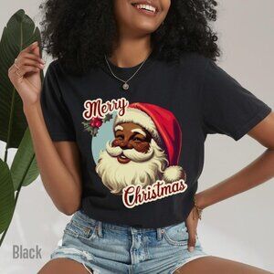 Black S4nt4 Claus Shirt, Retro Christmas Tee, Merry Christmas Shirt